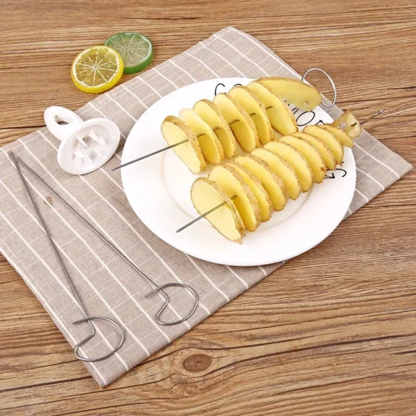 Protable Potato BBQ Skewers for Camping Chips Maker Potato Slicer Potato Spiral Cutter Barbecue Tools Kitchen Accessories Grill - Image 4